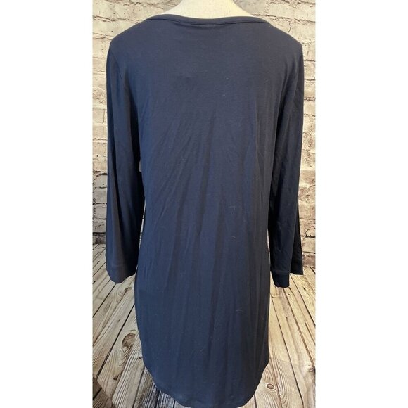 Chico's Womens Emma Embellished Top Black Knit Print 3/4 Sleeve Sz 1 Small - Picture 4 of 5